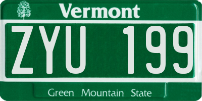 VT license plate ZYU199