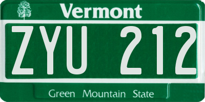 VT license plate ZYU212