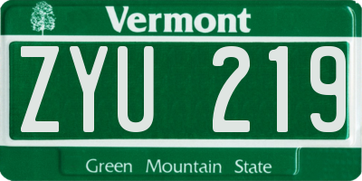 VT license plate ZYU219