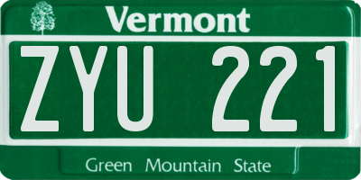 VT license plate ZYU221