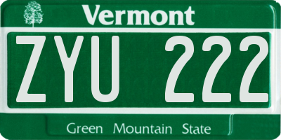 VT license plate ZYU222