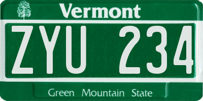 VT license plate ZYU234