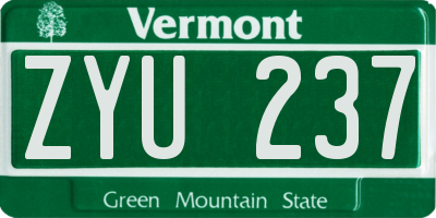 VT license plate ZYU237