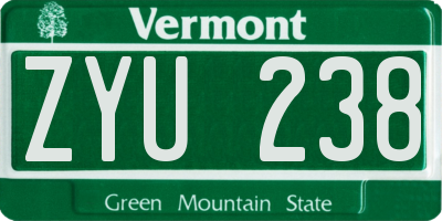 VT license plate ZYU238