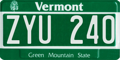 VT license plate ZYU240