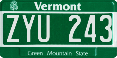 VT license plate ZYU243