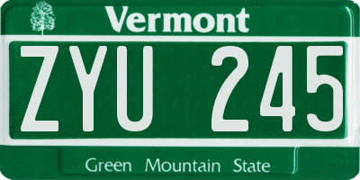 VT license plate ZYU245