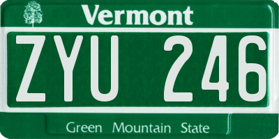 VT license plate ZYU246