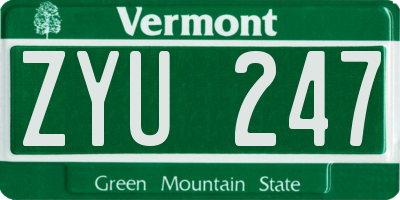 VT license plate ZYU247
