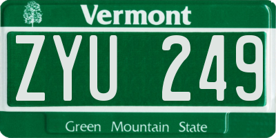 VT license plate ZYU249