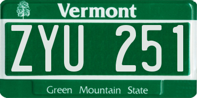 VT license plate ZYU251
