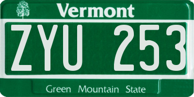 VT license plate ZYU253