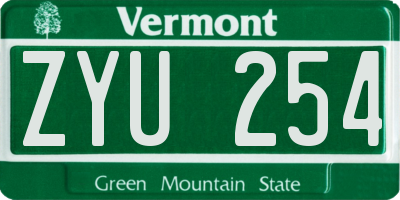 VT license plate ZYU254