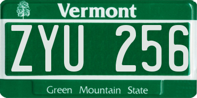 VT license plate ZYU256