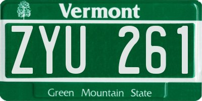 VT license plate ZYU261