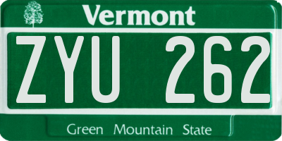 VT license plate ZYU262