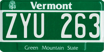 VT license plate ZYU263