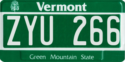 VT license plate ZYU266