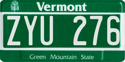 VT license plate ZYU276