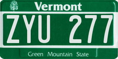 VT license plate ZYU277