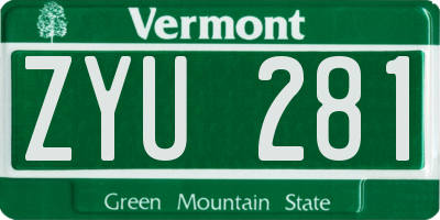 VT license plate ZYU281