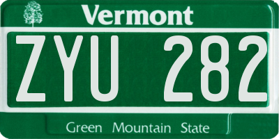 VT license plate ZYU282