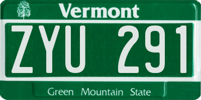 VT license plate ZYU291