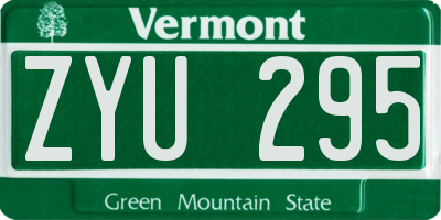 VT license plate ZYU295