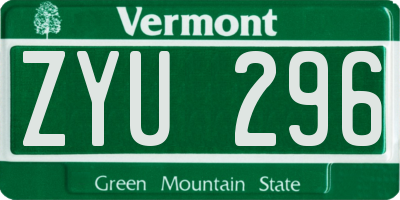 VT license plate ZYU296