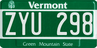 VT license plate ZYU298