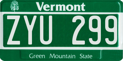 VT license plate ZYU299