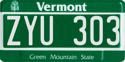 VT license plate ZYU303