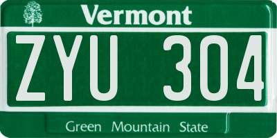 VT license plate ZYU304