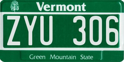 VT license plate ZYU306