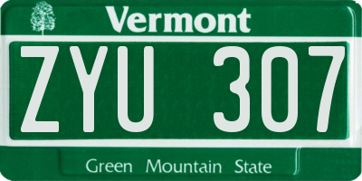 VT license plate ZYU307