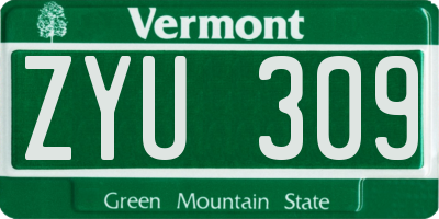 VT license plate ZYU309