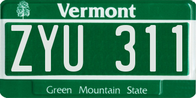 VT license plate ZYU311
