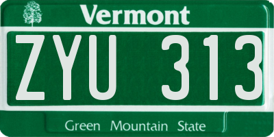 VT license plate ZYU313