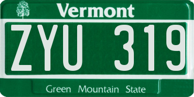 VT license plate ZYU319