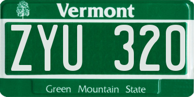 VT license plate ZYU320