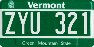 VT license plate ZYU321