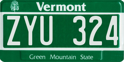 VT license plate ZYU324