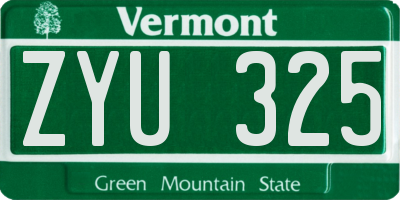 VT license plate ZYU325