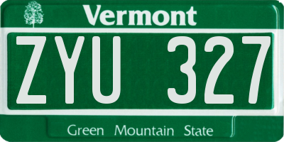 VT license plate ZYU327