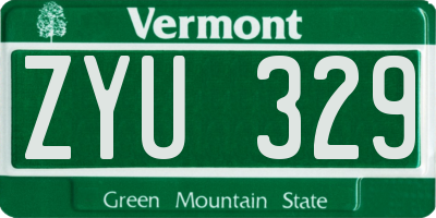 VT license plate ZYU329