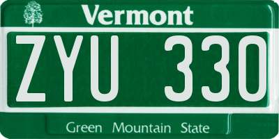 VT license plate ZYU330