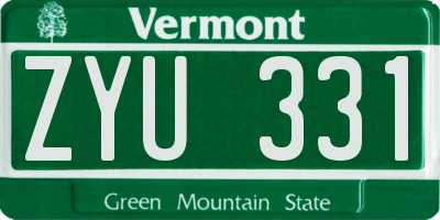 VT license plate ZYU331