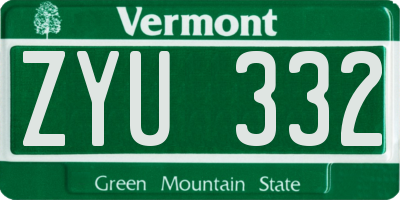 VT license plate ZYU332