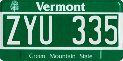 VT license plate ZYU335