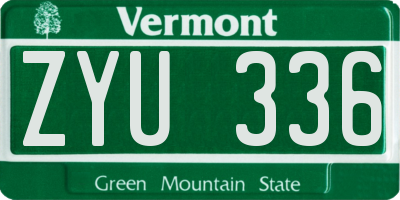 VT license plate ZYU336